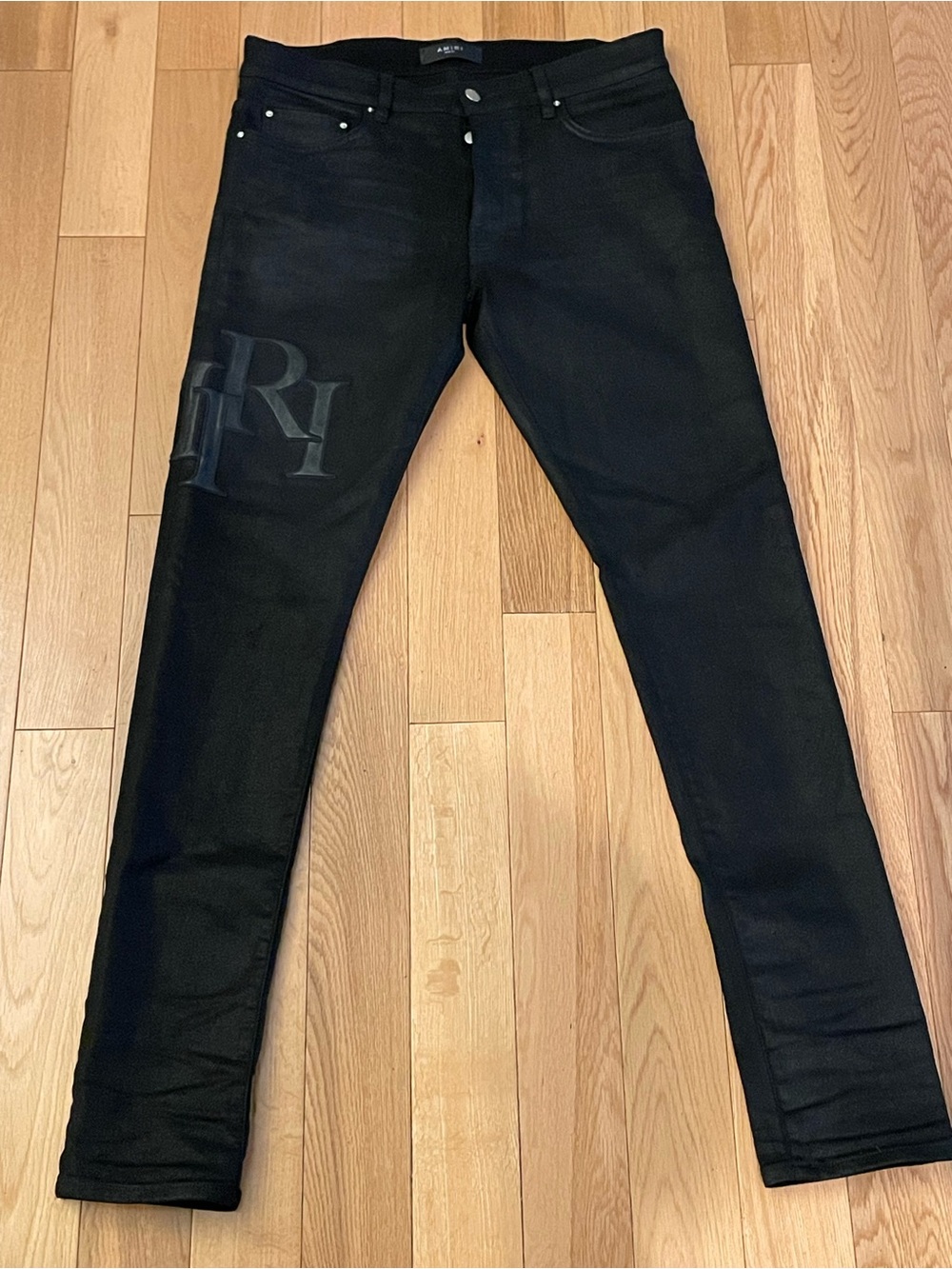 AMIRI Black Slim Straight Jeans with Tonal RH Logo